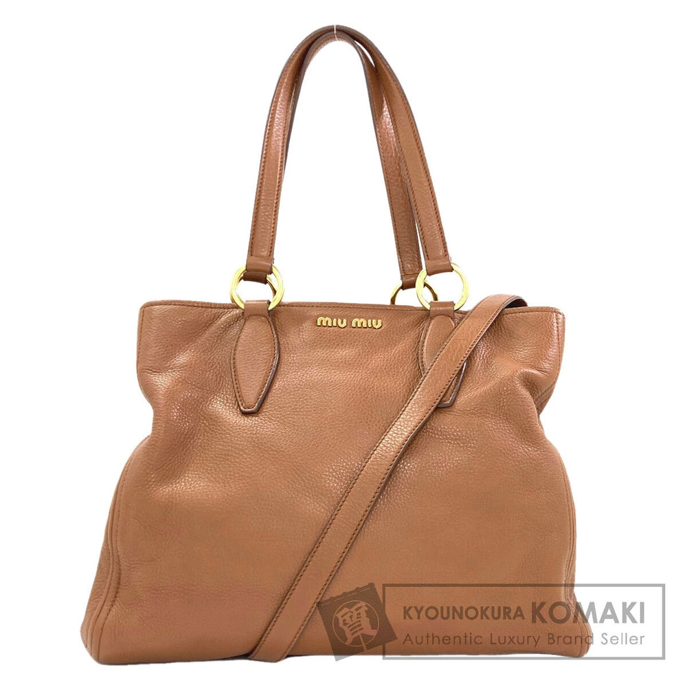 Miu Miu brown leather 2way tote bag dual top handles